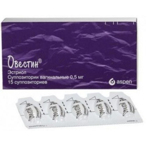 Овестин 0,5мг. ваг. свечи №15